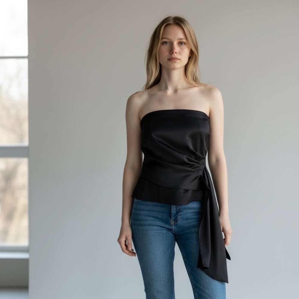 Zara Black Satin Top